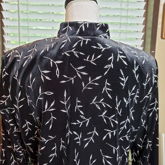 Elegant Vintage 90s Womens L Black Velvet with Silver Bamboo Dress Jacket - Picture 11 of 12